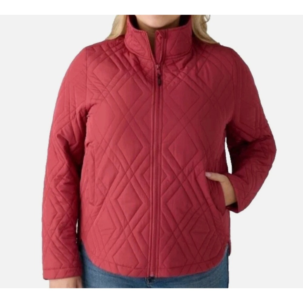 Voyager Quilted Jacket‎ Red Zip Front Stand Collar Women's Plus Size XXL